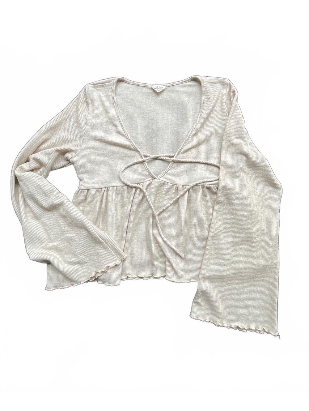 Peach Love Californiacream tie front cropped top